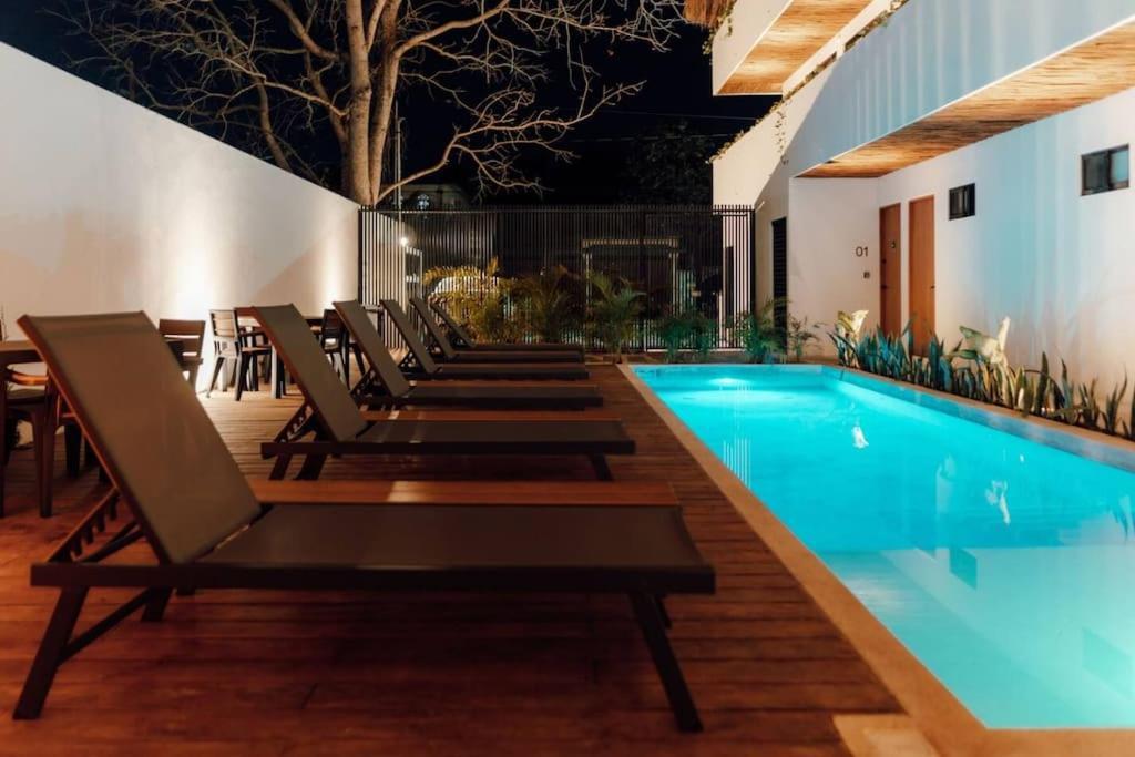 Cozy Apartment With Pool In Bacalar Center Ngoại thất bức ảnh